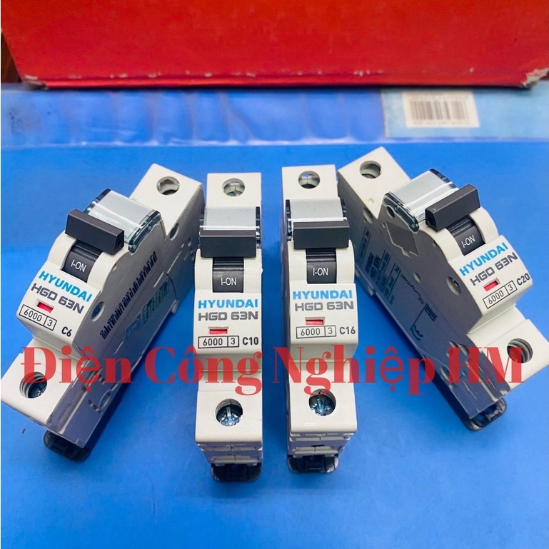Aptomat MCB 1 Pha HGD63N Hyundai dòng 6A~63A Chính Hãng, Át Tô Mát Tép Cầu Dao Điện MCB 1P