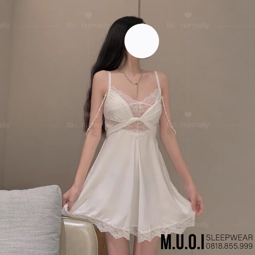 [FREESHIP]Váy ngủ sexy QUẢNG CHÂU-SX 110-Váy ngủ lua phối ren ngực dây ngọc sexy QUẢNG CHÂU - hàng có sẵn(video+ ảnh)