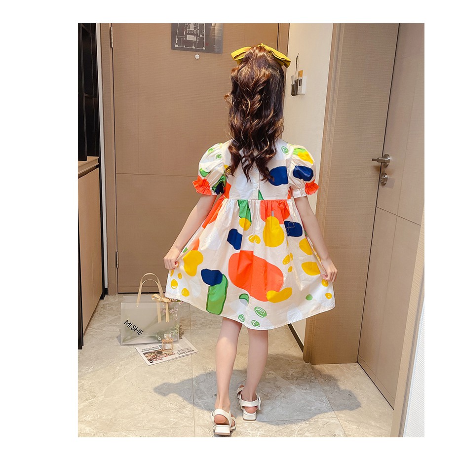 [MẪU MỚI 2021]  Váy trẻ em 1 - 6 tuổi tay bồng họa tiết siêu xinh - phong cách Hàn Quốc 2021