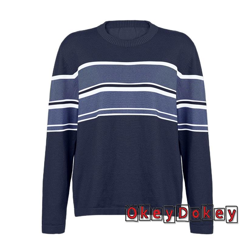 Áo Sweater Dệt Kim Y2K Dáng Rộng Co Giãn Phối Màu Tương Phản Cổ Điển Cho Nữ