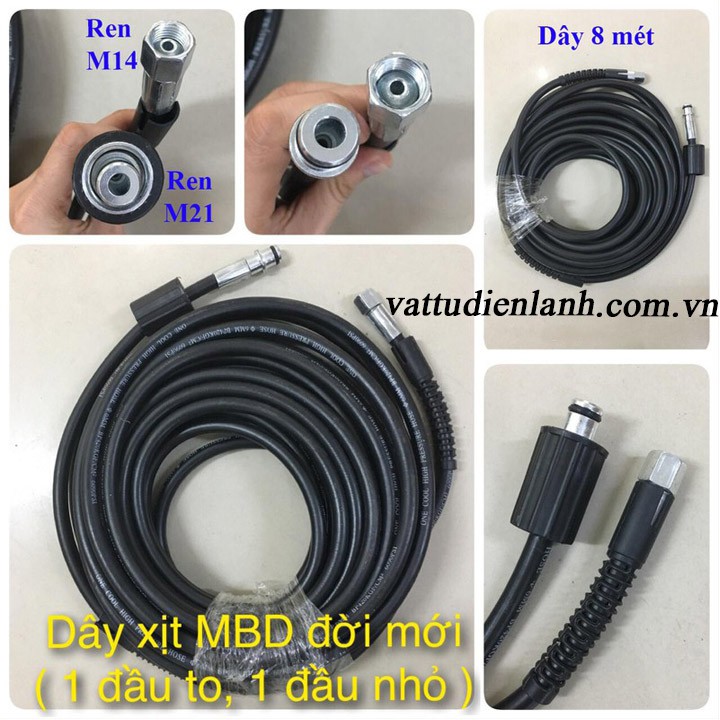 Dây áp lực cho máy bơm xịt nước bảo dưỡng vệ sinh (7-8 mét) - 7-8m ống dây xịt máy bảo dưỡng TD