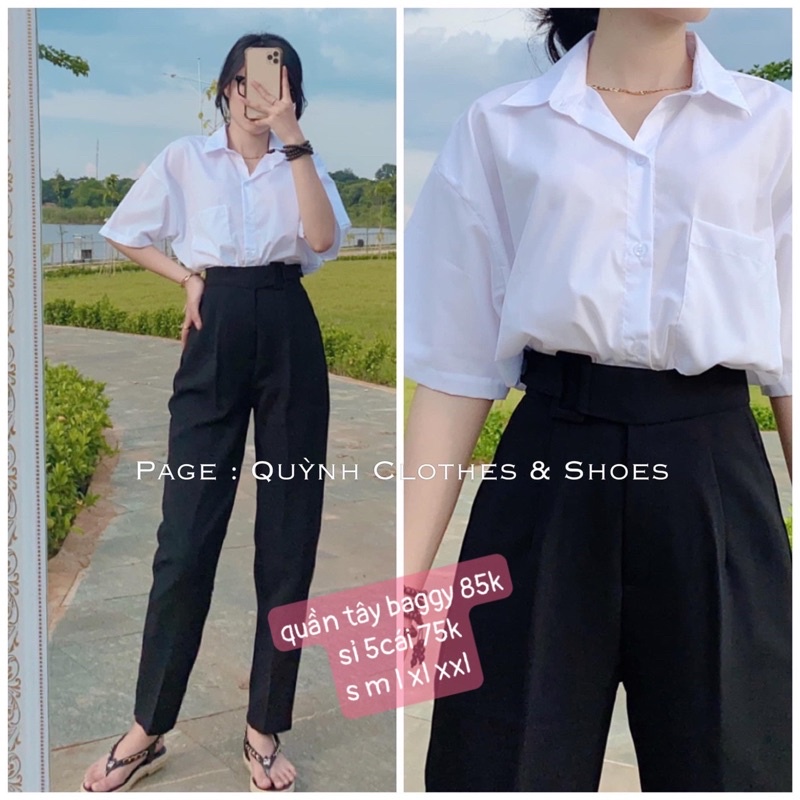 TÂY BAGGY PHỐI ĐAI VẢI MÀU (098)