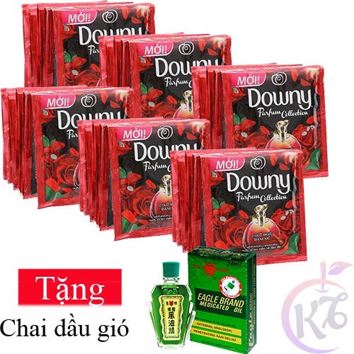Combo 60 gói nước xả vải Downy Đam Mê Tặng 1 chai dầu gió xanh 24ml - gói 20ml x 10 gói / dây - nước xả quần áo mềm vải