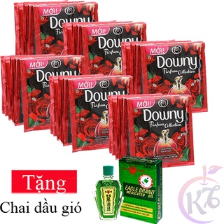 Combo 60 gói nước xả vải Downy Đam Mê Tặng 1 chai dầu gió xanh 24ml - gói 20ml x 10 gói / dây - nước xả quần áo mềm vải