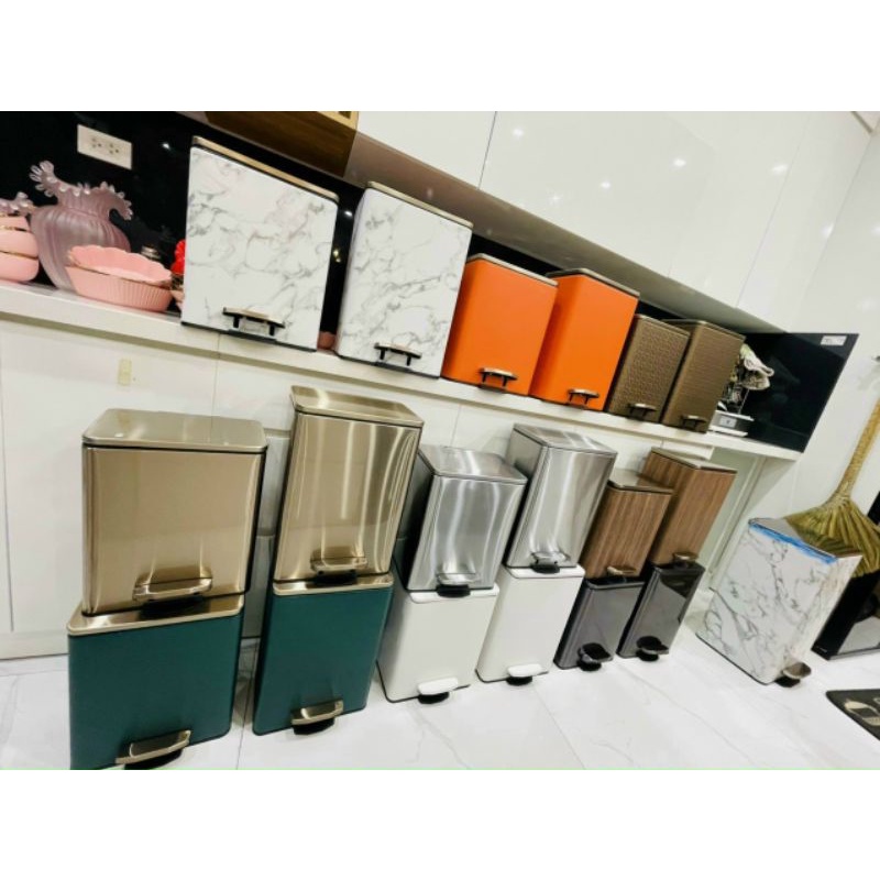 Thùng rác chân đạp thép cacbon phong cách hiện đại