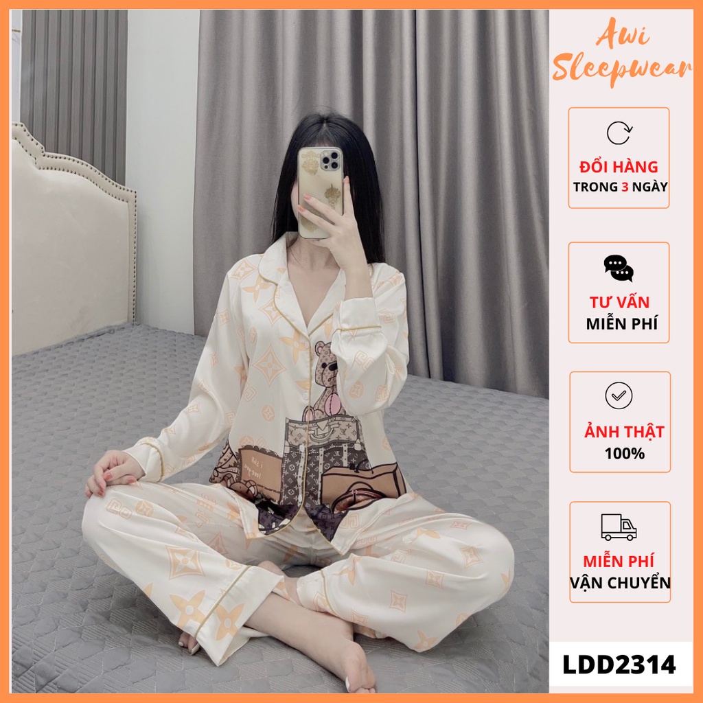 Bộ Pyjama Dài Tay Lụa Latin Nhiều Mẫu Xinh Sam Luxury 1 - Awi Sleepwear