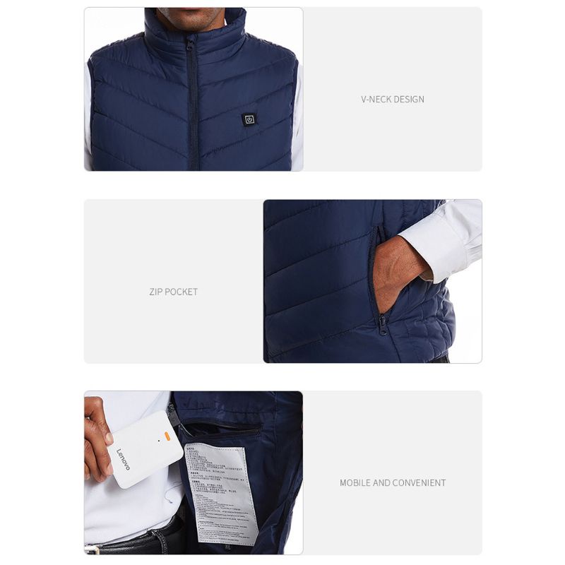 Áo Khoác Không Tay Giữ Ấm Có Thể Sạc Lại Bằng Cổng USB Thời Trang Mùa Đông Cho Nam Nữ