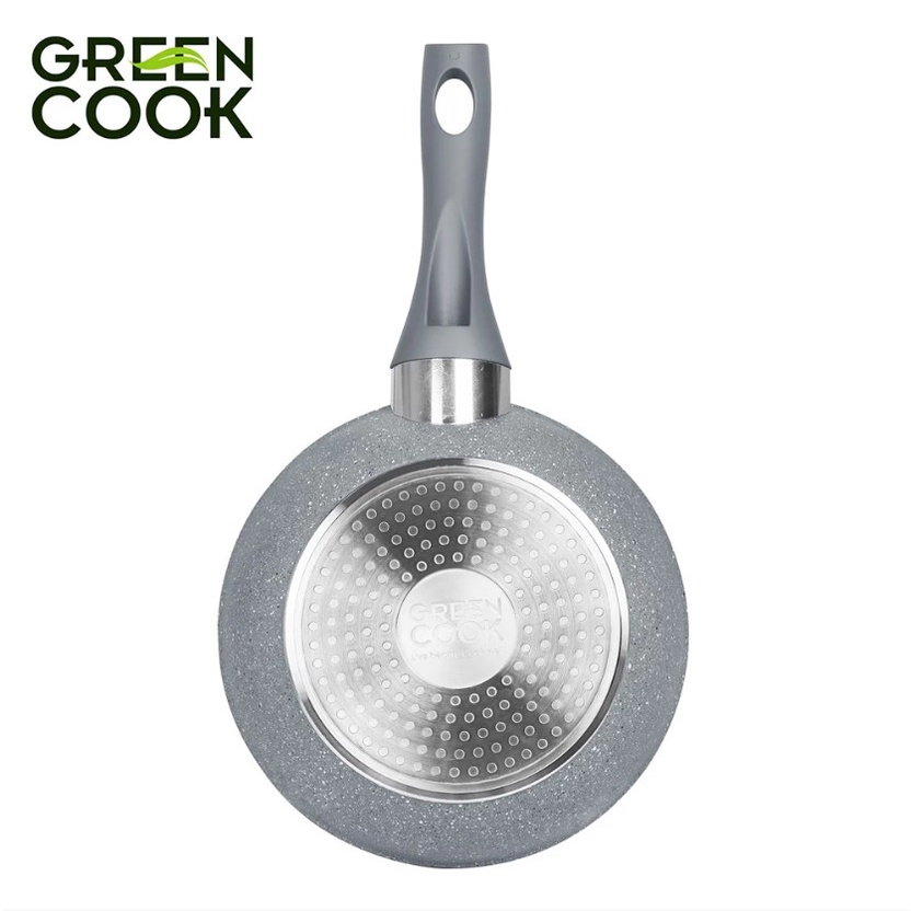 Chảo chống dính đáy từ Green Cook 24cm vân đá sâu lòng