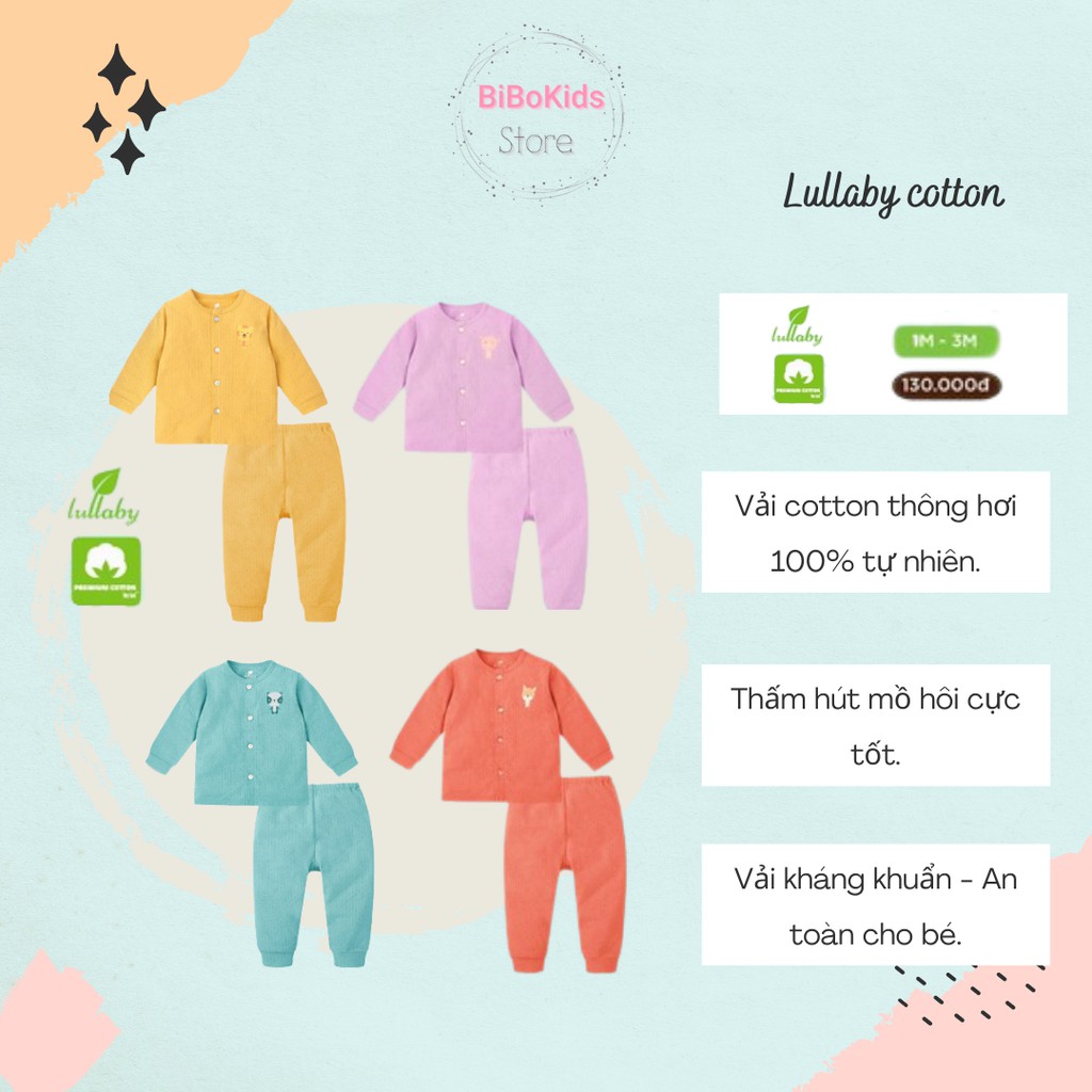Lullaby,bộ sơ sinh cotton thông hơi tay bo cho bé