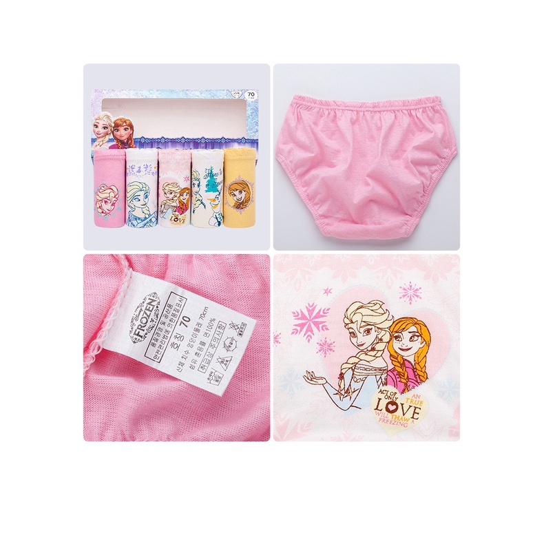 HLQ093 Set 5 quần chip cotton công chúa elsa bé gái hàng nhập 1-12Y - giá 170k