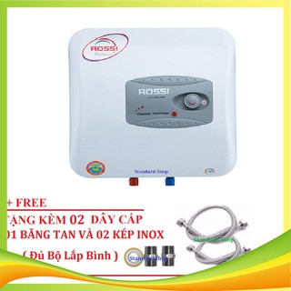 Bình Nước Nóng Chống Giật Rossi R20Ti 20 lít (Trắng) Tặng 02 dây cấp inox