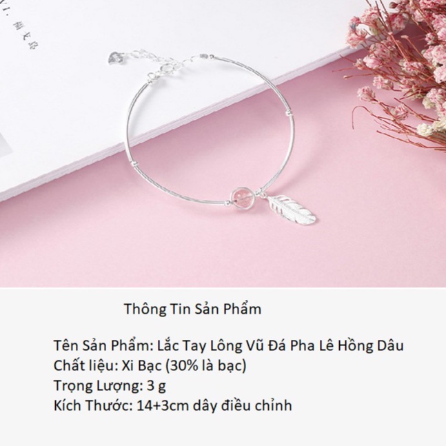 Vòng Tay Nữ Bạc dâu tây lông vũ xinh xắn XB-L37 - Bảo Ngọc Jewelry