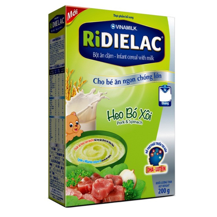 Bột ăn dặm Ridielac Heo Bó xôi 200g