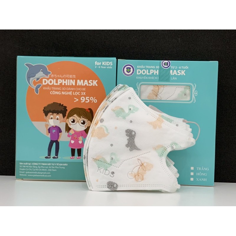 Khẩu trang 3D em bé Dolphin 2 - 6 tuổi