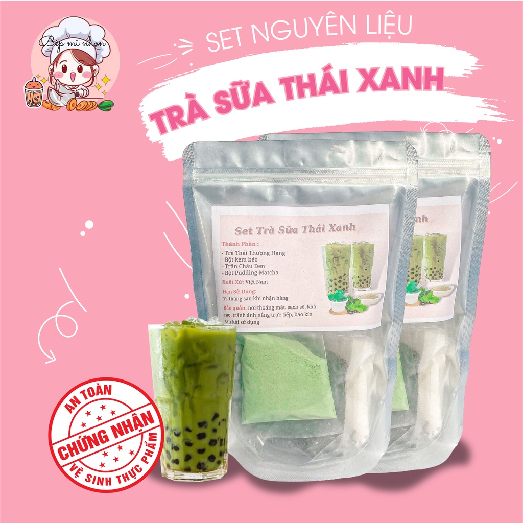 [Mã GROXUAN1 giảm 8% đơn 150K] Trà Sữa Tự Pha Set Nguyên Liệu Trà Sữa Thái Xanh (40 - 45ly) - NGUYÊN LIỆU BẾP MI NHON