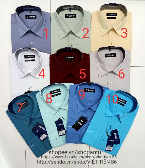 Áo VĨNH TIẾN  chính hãng màu trơn tay dài