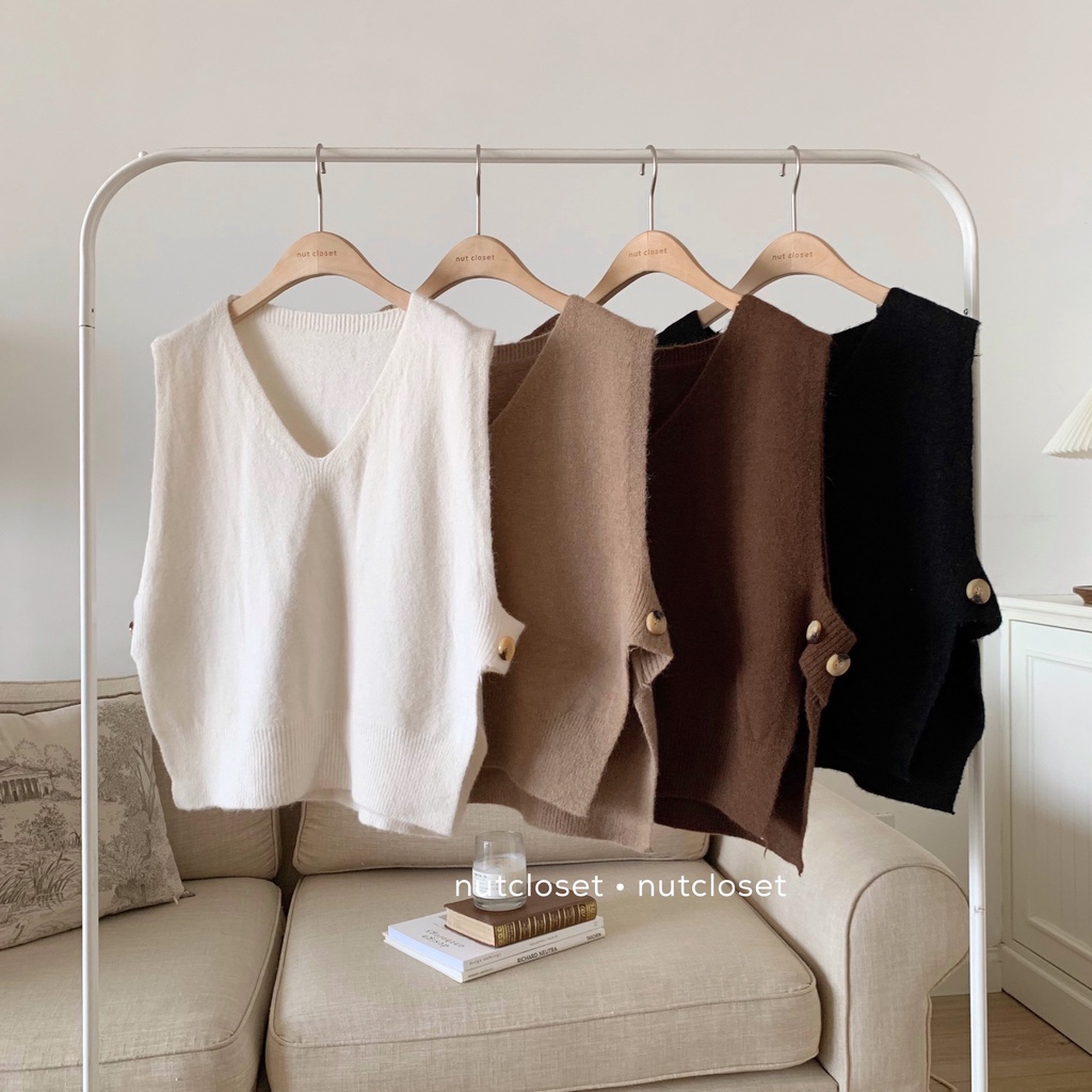 Áo gile len cổ V 2 cúc bên _ A0274 | BigBuy360 - bigbuy360.vn