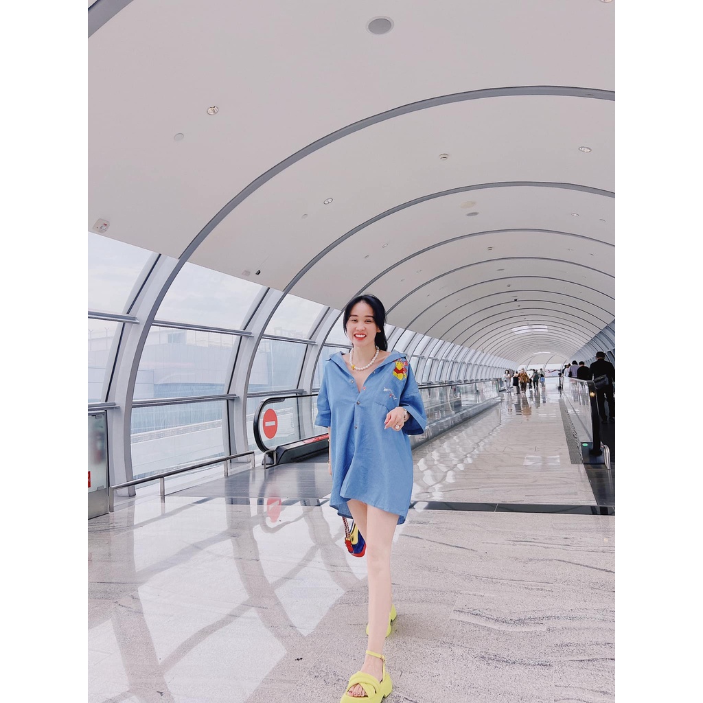 Sơmi denim gấu pooh