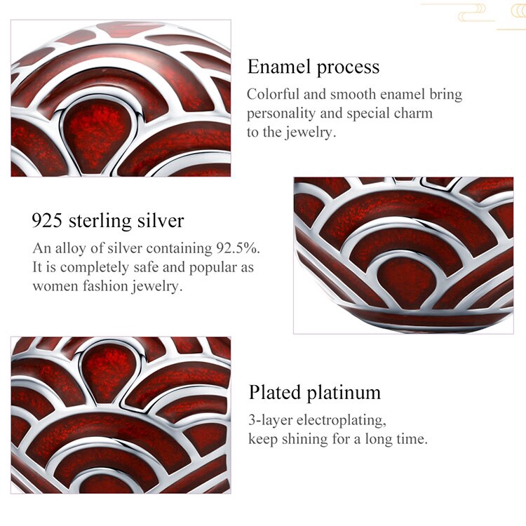 BAMOER Hạt Charm Hình Tròn Làm Trang Sức BạC 925 BSC133