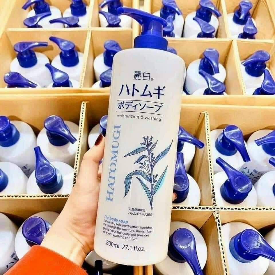 Sữa Tắm Dưỡng Ẩm &amp; Làm Sáng Da Hatomugi Nhật Bản (chai 800ml)