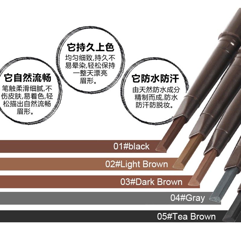 [Hàng mới về] Bút kẻ lông mày hai đầu chống thấm nước kèm cọ tiện dụng | BigBuy360 - bigbuy360.vn