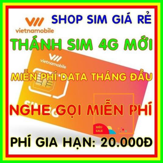 Sim 4G Vietnamobile Miễn phí DATA + Nghe Gọi Nội Mạng Miễn Phí - Phí gia hạn 20.000đ - Shop sim giá rẻ