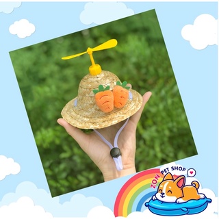 Nón cói dành cho chó mèo - Mũ cói chong chóng cho thú cưng - Zonpetshop Phụ kiện chó mèo Pet shop