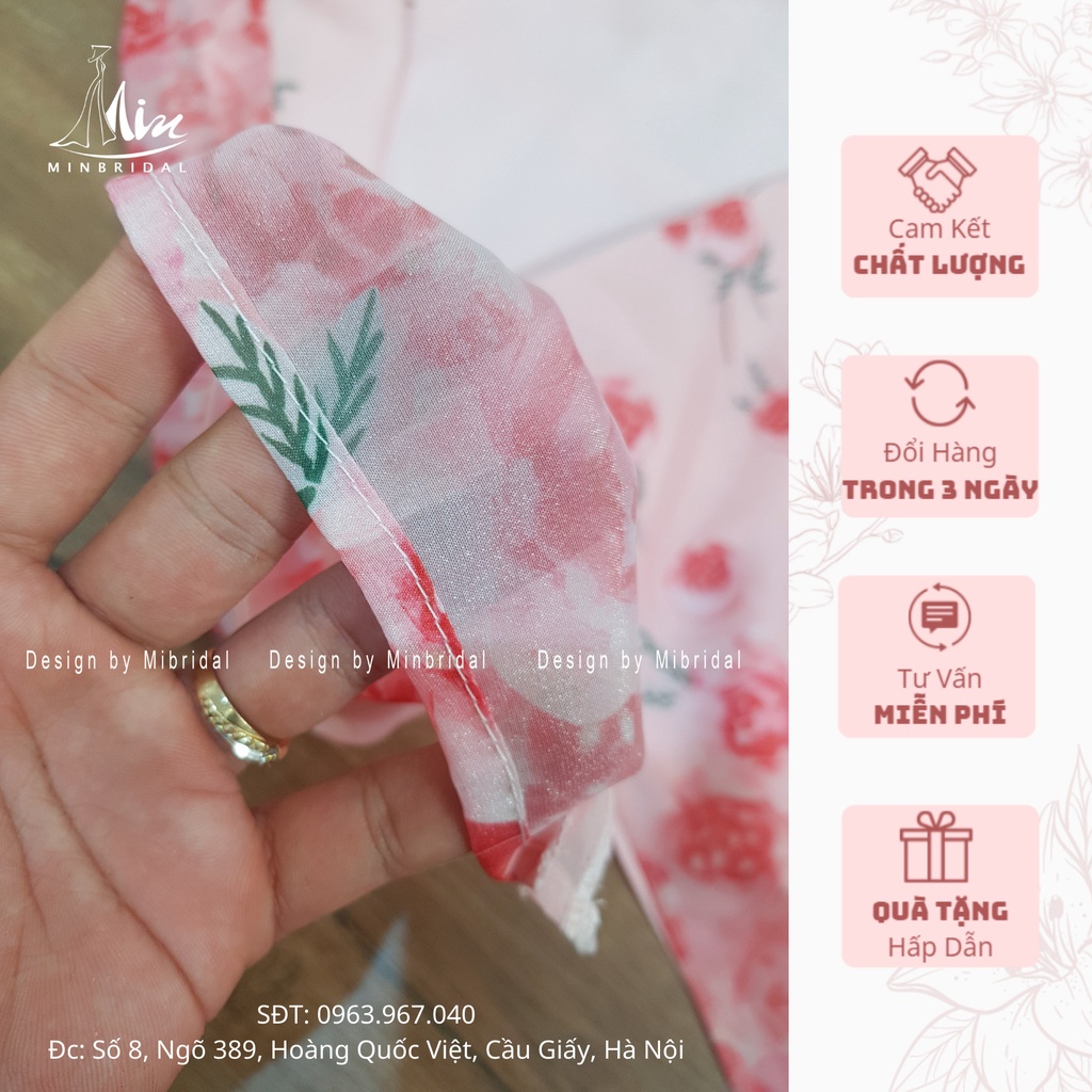 Áo dài cách tân 4 tà vải voan tơ óng màu hông | BigBuy360 - bigbuy360.vn