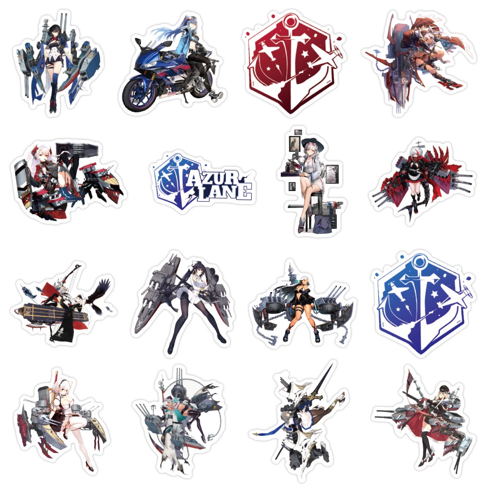 J· Bộ Hình Dán Chống Thấm Azur Lane, 50 tờ/bộ