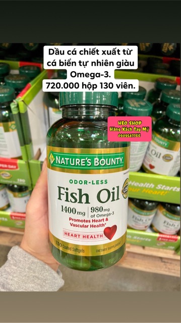 Dầu cá Omega3 Nature's Bounty Fish Oil 1400mg của Mỹ