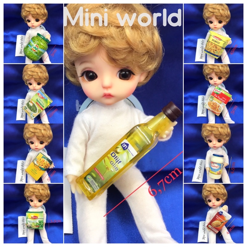 Đồ chơi mini brand gia dụng dầu gội thức ăn mỹ phẩm tã sữa tí hon phụ kiện cho búp bê Barbie, BDJ tỉ lệ 1/8, 1/6 combo