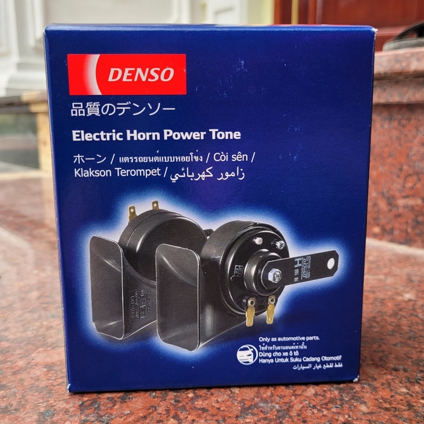 Còi Denso made in Indonesia 12V- Giắc bát đầy đủ- Lắp được hầu hết các xe ô tô từ 4 chỗ đến 16 chỗ