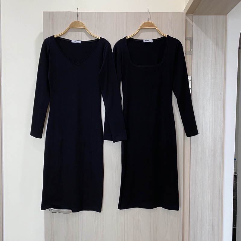 Váy body dài tay dáng dài chất co giãn