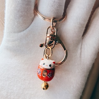 Móc chìa khóa mèo thần tài cute nhiều màu