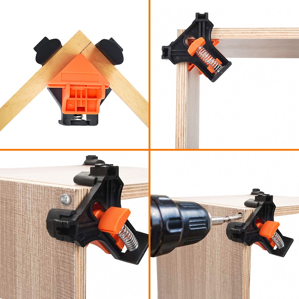 EKEZ Bộ 4 Vam Cảo Kẹp Nhanh Góc Vuông - Ê Tô Kẹp Góc Vuông - Cảo Kẹp Gỗ Chất Lượng Cao