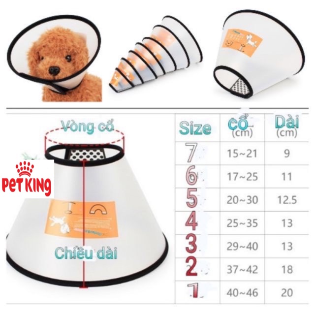 Vòng Loa Chống Liếm Cho Thú Cưng có 7 size