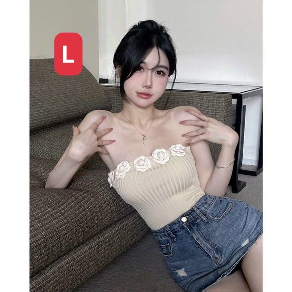 Áo ống viền đính hoa mẫu mới chất thun gân siêu hot