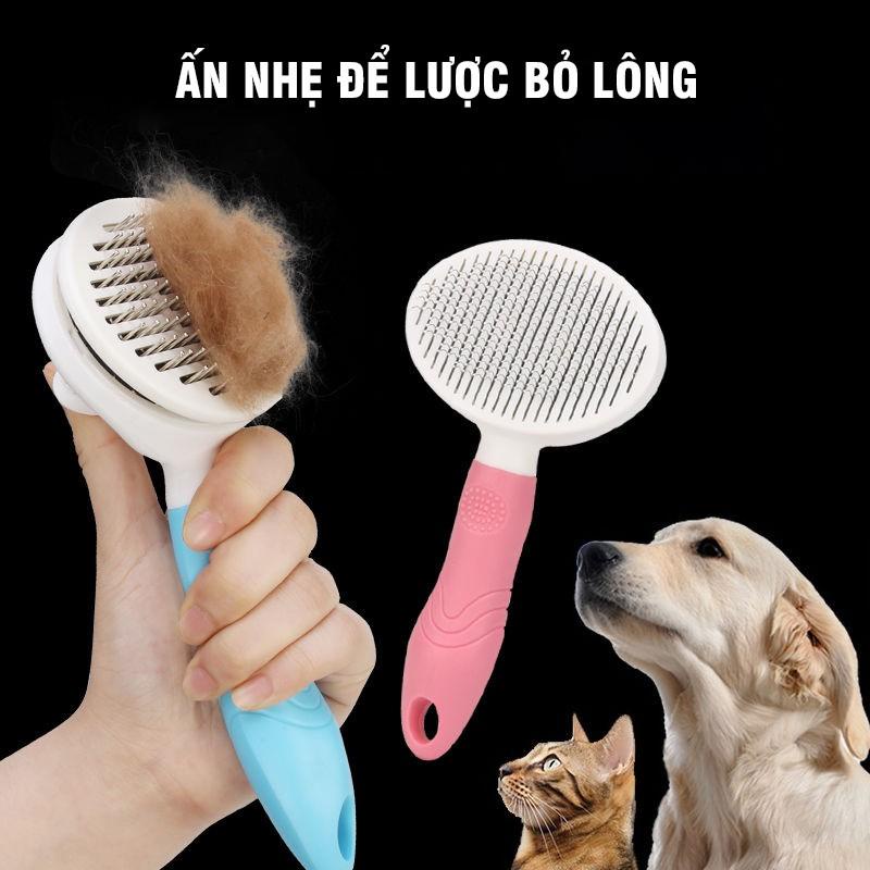 Lược chải lông chó mèo có nút bấm chải lông chó mèo