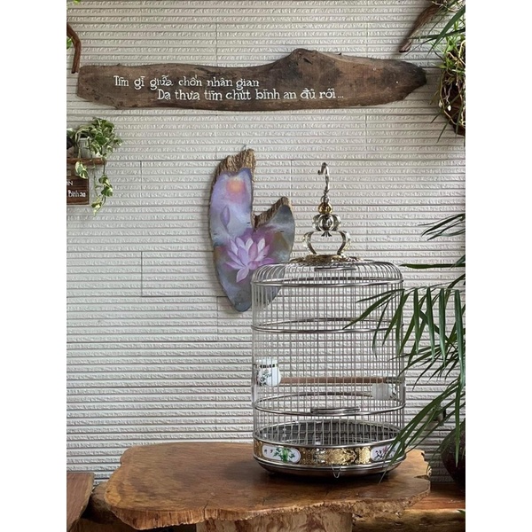Lồng chim chích choè , họa my , khướu chất liệu Inox Trung Quốc cao cấp đường kính 45cm kèm đủ phụ kiện