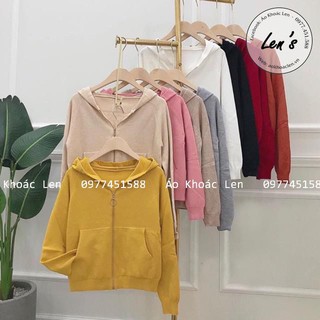 Áo khoác len cardigan khoá kéo len mịn có nón