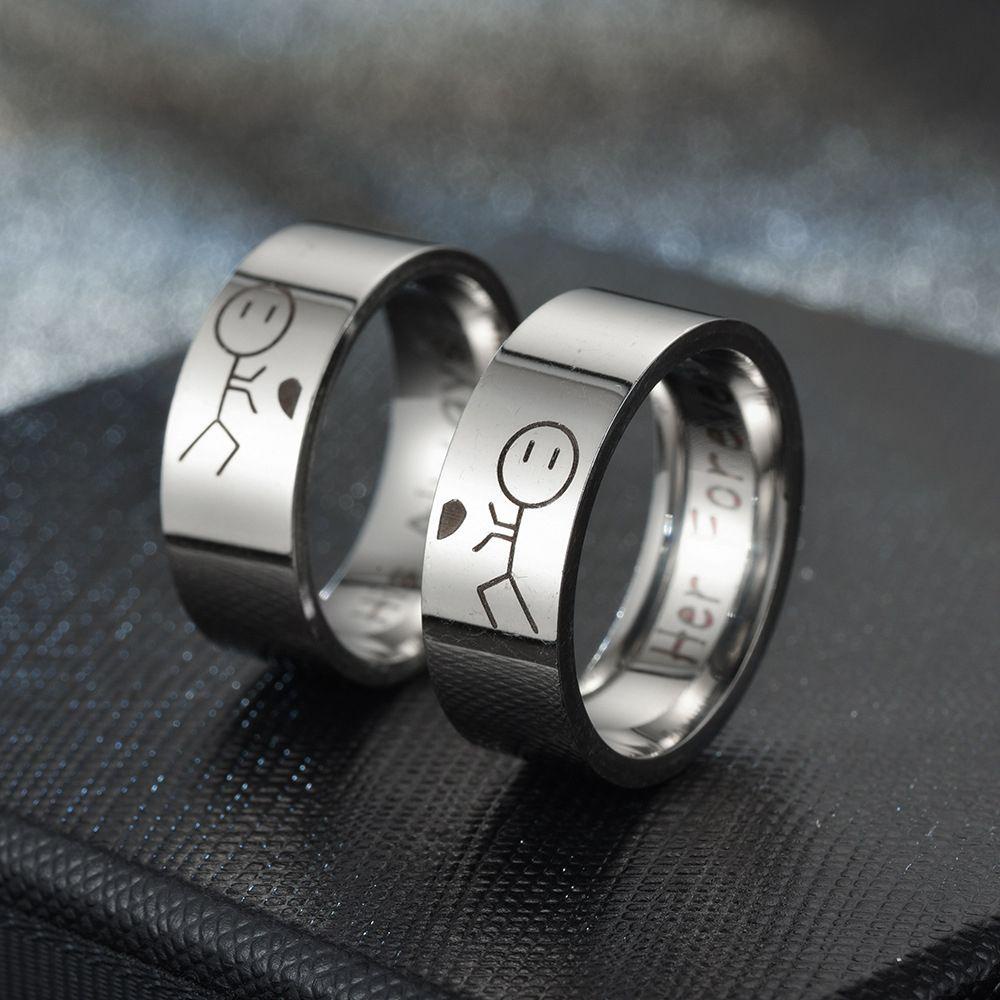 Nhẫn Đôi Khắc Chữ His Always Her Forever|Nhẫn Chạm Khắc Tinh Tế Thời Trang