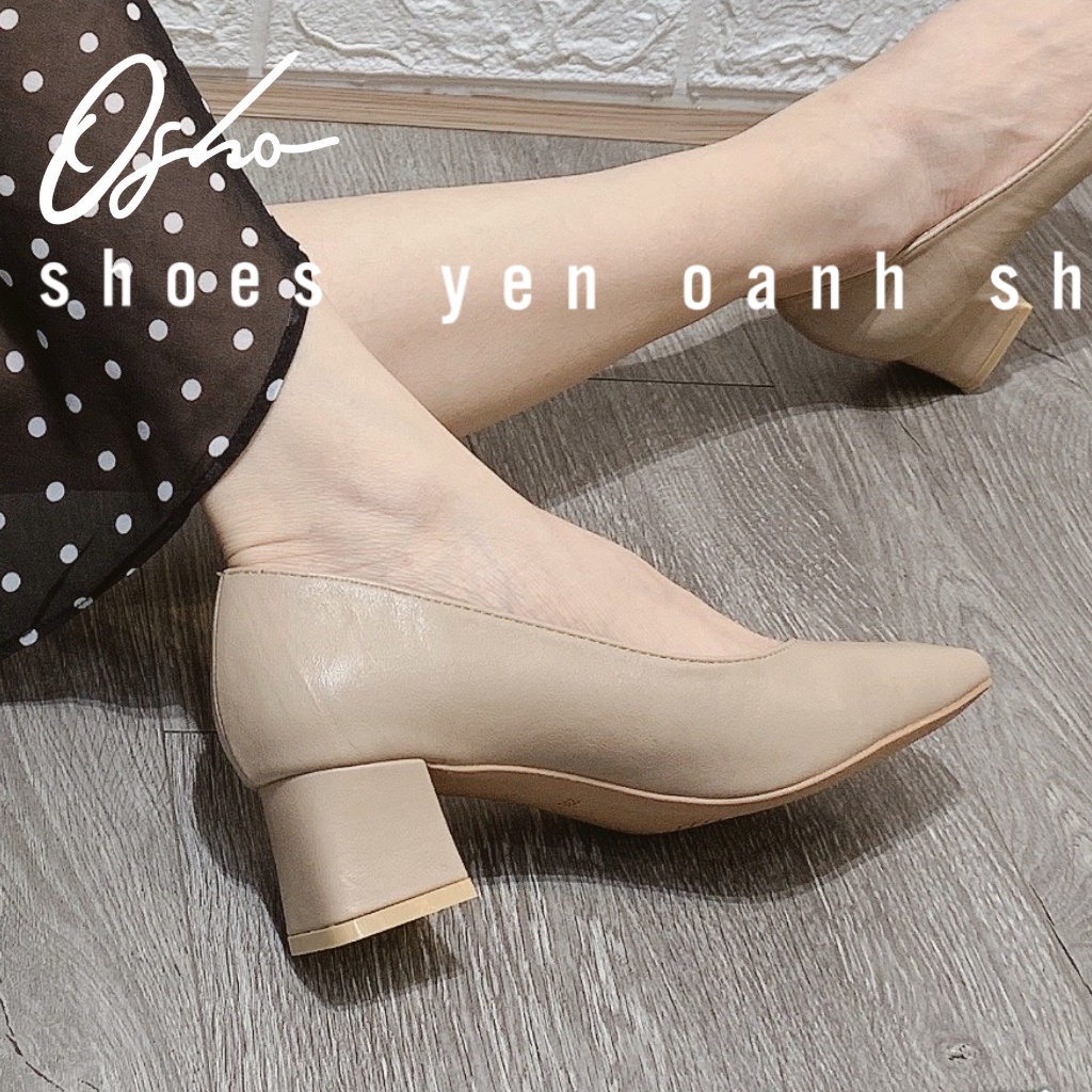 Giày Cao Gót Cao Cấp OSHO Mũi Giày Vuông, Đế Vuông Cao Su Nguyên Khối Chống Trơn Trượt 1188-a1