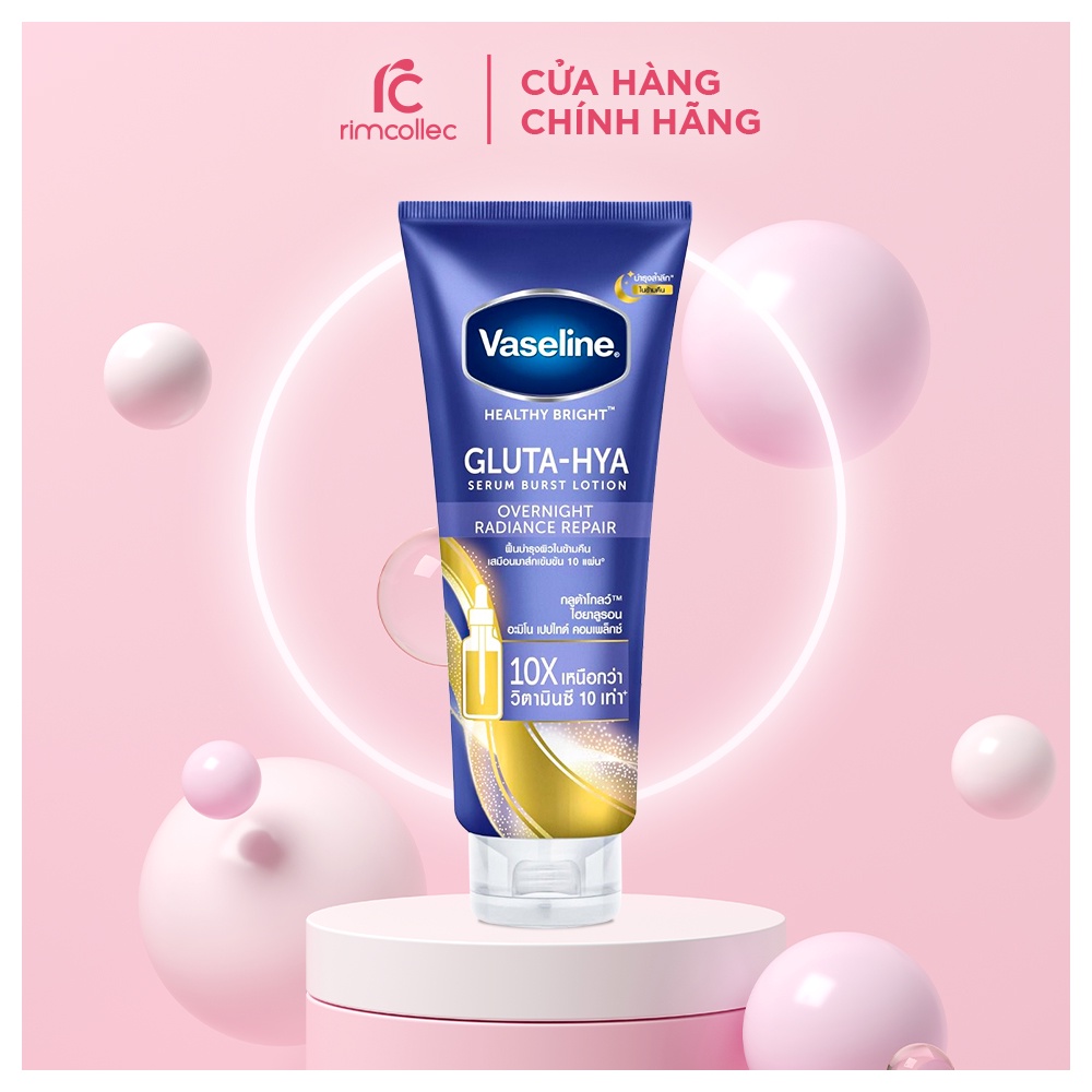 Sữa Dưỡng Thể Vaseline 10X Trắng Da, Mờ Thâm Đều Màu Da Vaseline Healthy Bright Gluta-Hya Serum Burst 330ml