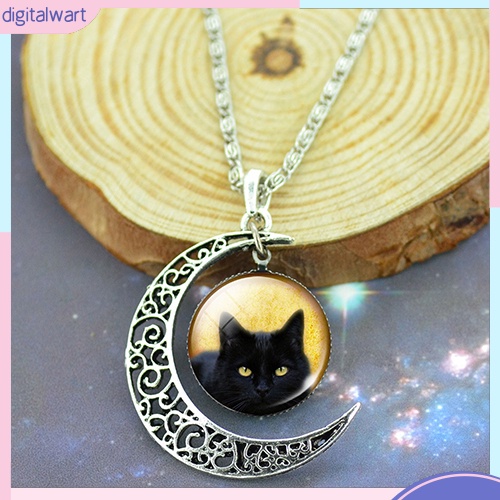 Dây chuyền mặt trăng khuyết phối hình mèo đeo dễ thương cá tính dành cho nữ