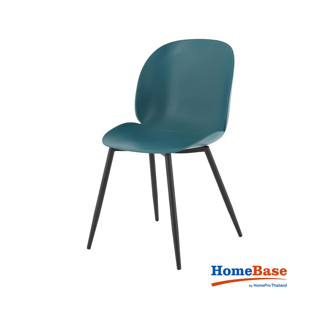 HomeBase FURDINI Ghế ngồi bằng nhựa khung thép có tựa lưng DANKE Thái Lan W59xH84xD46 màu xanh
