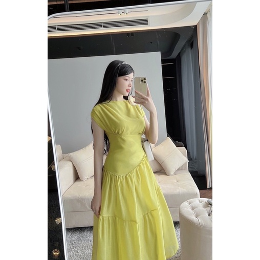 VN823 - VÁY TƠ 2 LỚP XOÈ TẦNG CHÉO EO ĐÍNH HOA VAI