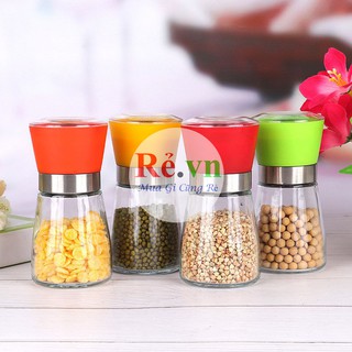Lọ đựng tiêu thủy tinh nắp nhựa có thể xay tiêu cầm tay đa năng 2 in1