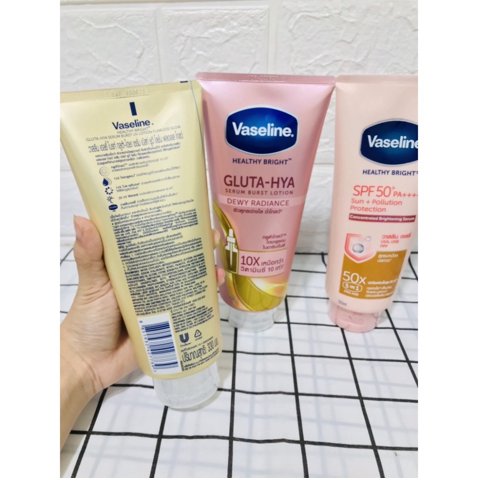 Sữa Dưỡng Thể Vaseline Healthy White dưỡng da ngày đêm 50x Gluta HYA Thái Lan (320ML-330ML)