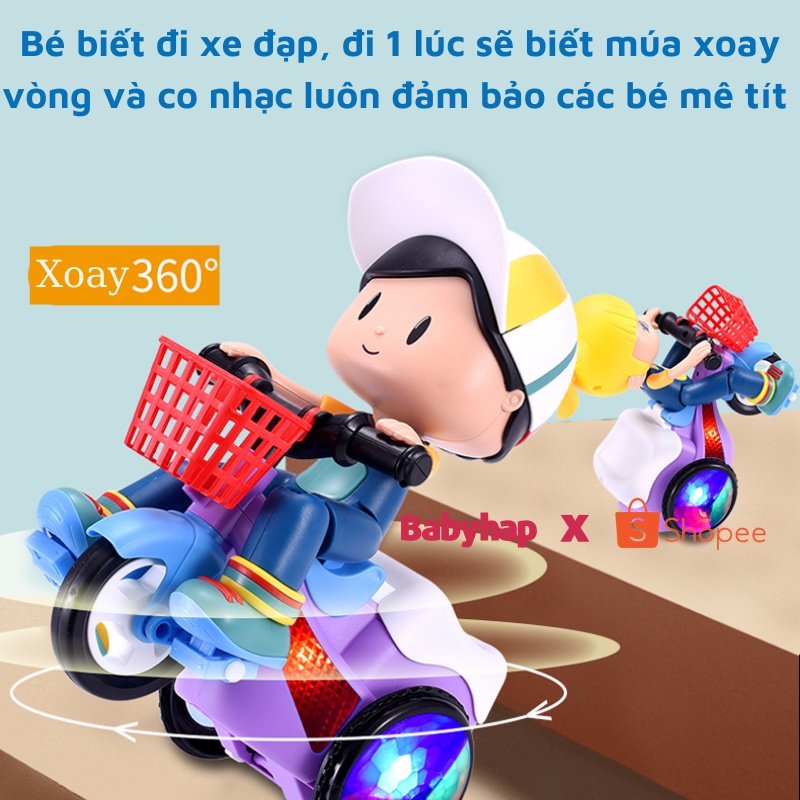 Đồ Chơi Trẻ Em Thông Minh Cho Bé Trai Và Bé Gái 3 Tuổi | Đồ Chơi Em Bé Lái Xe Đạp Có Nhạc Bánh Xe Phát Sáng | Babyhap |