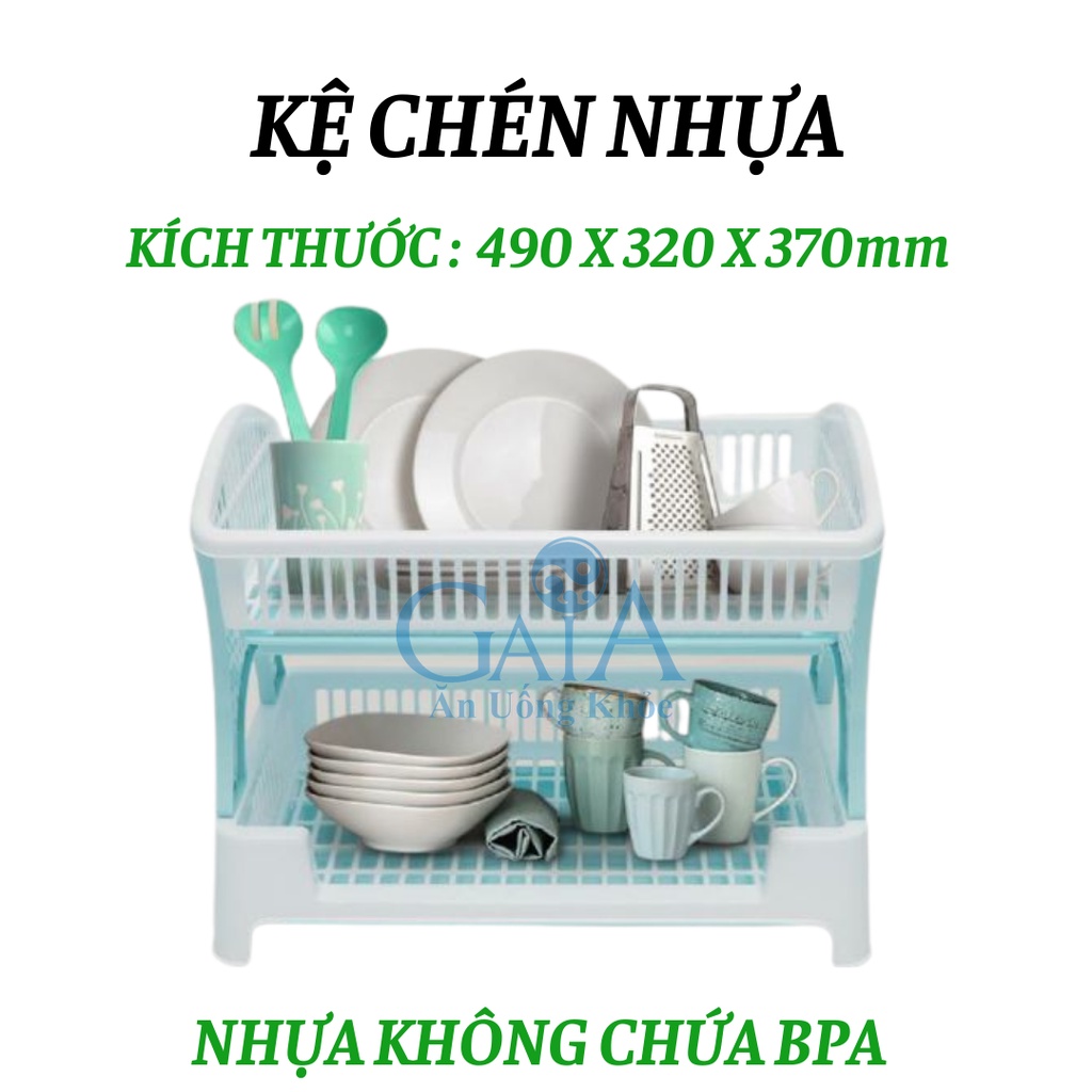 Kệ nhựa úp chén bát đựng gia vị 2 tầng Đại Đồng Tiến cao cấp dễ lắp ráp